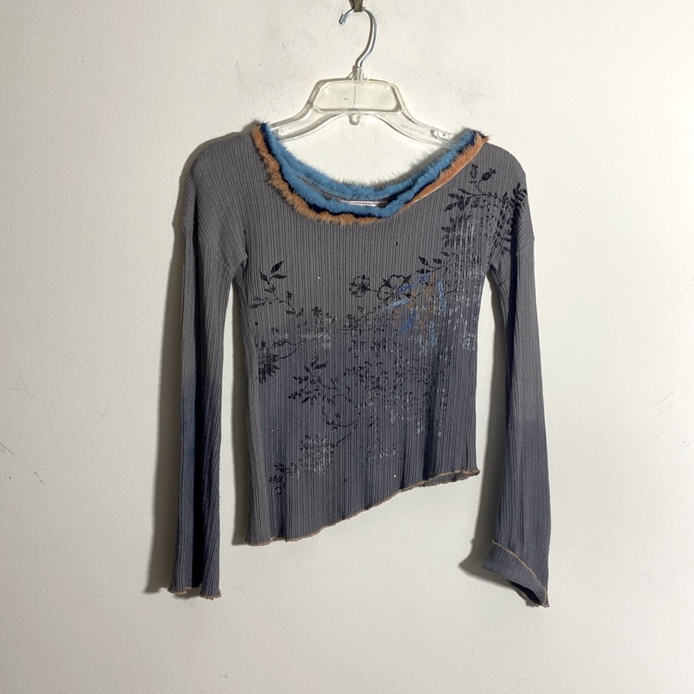 Vintage Voyage Top with Mink Trim and Crystal Appliqué